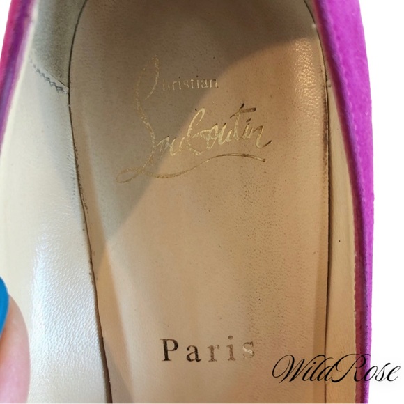 CHRISTIAN LOUBOUTIN Fuchsia Pink Purple SUEDE RON RON 100 Veau Velours PUMPS 36 - Picture 13 of 17